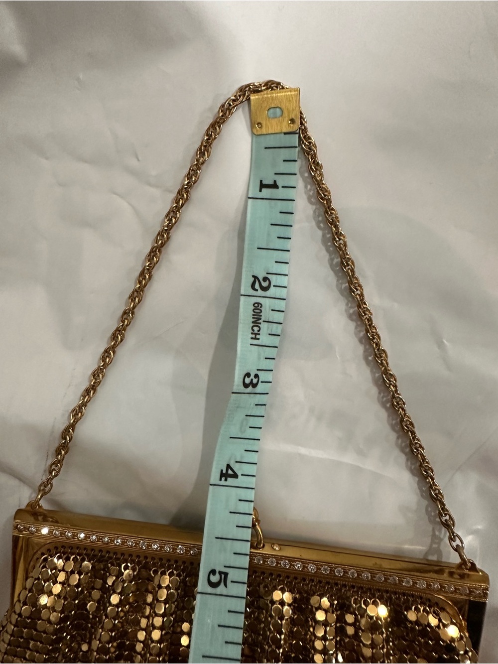 Vintage Whiting & Davis Gold Tone Mesh Evening Mini Bag Convertible Clutch - Picture 8 of 12